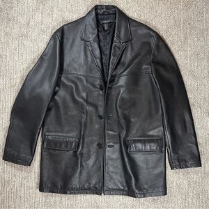 DKNY Black Leather Coat